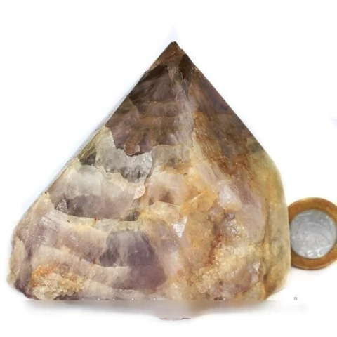 Ponta Ametista Chevron Pedra Natural Ponta Lápis Base Serrada 134198