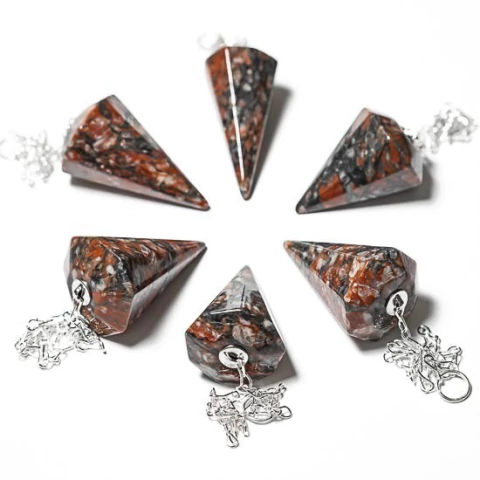 10 Pêndulo Pedra Unakita Preta Natural Facetado ATACADO