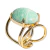 05 Anel Cabochão Oval Pequeno Amazonita Natural Dourado - comprar online