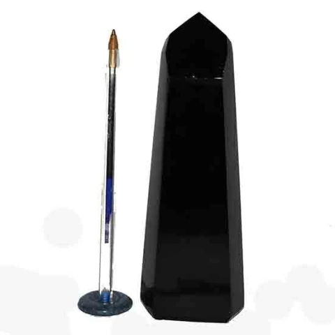 01 Ponta Obsidiana Negra 13 a 14cm Grande Pedra Lava Vulcanica