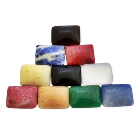 100 Retângulo Cabochão pra Pingente Pedras Mistas Lapidado Calibrado 15 x 20 mm