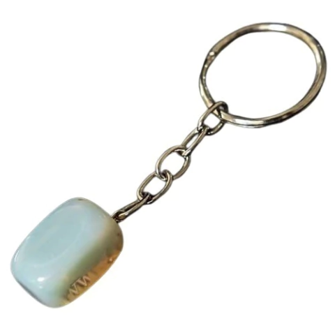 Chaveiro Pedrinha Pedra da Lua Opalina Pino Prateado