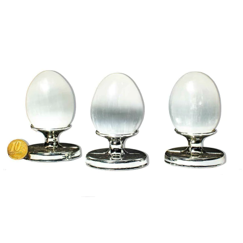 10 Ovo Selenita Branca Pedra Natural 6cm Média 150g Tipo A