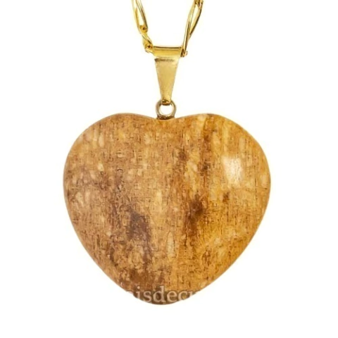 Colar Coração Jaspe Wave Natural Montagem Flash Dourado