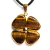 Colar Trevo da Sorte 4 Olho de Tigre Pedra Natural Dourado