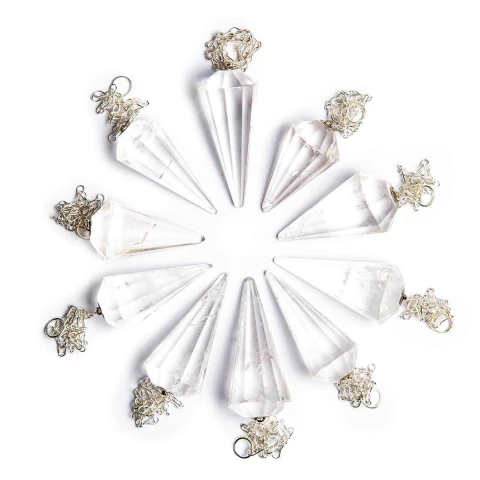 10 Pendulo CRISTAL COMUM Pedra Quartzo Lapidação Facetado ATACADO