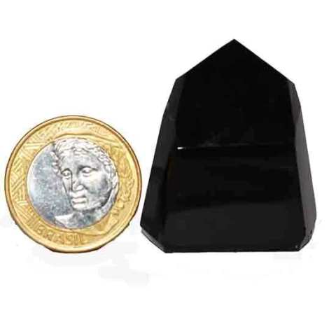 01 Ponta Obsidiana Negra 30 a 40 mm Pequena Pedra Lava Vulcanica