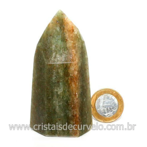 Ponta Aventurina Azul Pedra Natural Gerador Sextavado Cod 131140