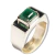 Anel Masculino Pedra Esmeralda Prata 950 aro Ajustável