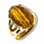 Anel Olho de Tigre Cabochão Facetado na Garra Dourado