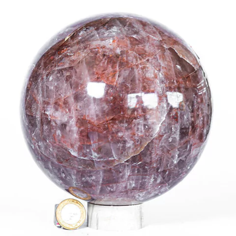 Bola Pedra Hematoide Vermelho Grande 17.5cm Natural Classe B