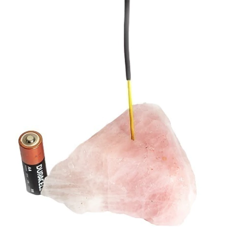 Incensário Pedra Quartzo Rosa Bruto Natural Garimpo Furado