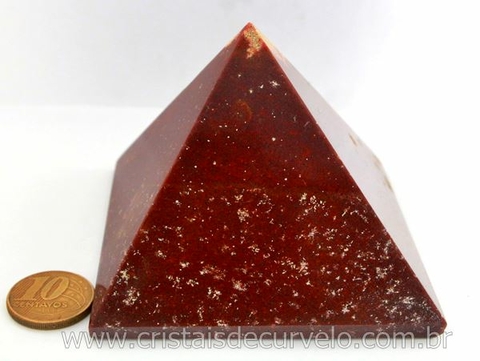 Piramide Quartzo Vermelho Baseada Queops Pedra Comum Lapidado Manual Cod 359.5
