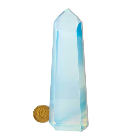 01 Ponta Pedra Opalina Lapidado 12 a 13cm Média 220g Tipo A