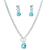 Conjunto Colar e Brinco Gota Zircônia Topázio Azul Prata 925