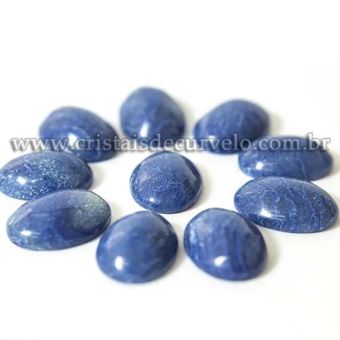 10 Cabochão Oval pra Pingente Pedra Quartzo Azul 15 x 20mm