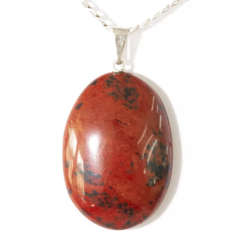 Colar Cabochão Obsidiana Mahogany Pino Prateado