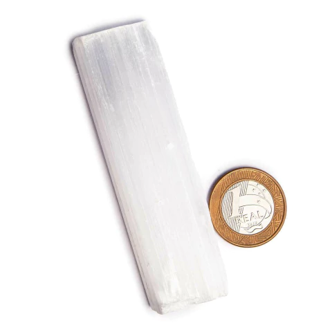 01 Selenita Bastao Pequeno 8 a 10cm Pedra Bruto Canudo Natural