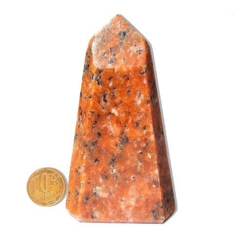 01 Ponta Calcita Laranja Pedra Natural 10 a 11 cm Tipo A