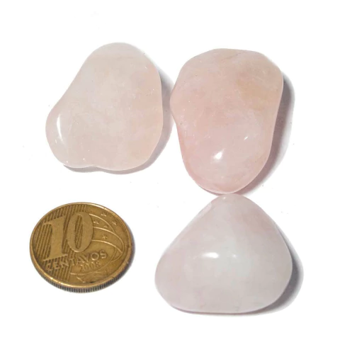 03 Quartzo Rosa Rolado Pedra Do Amor Tamanho Medio Natural