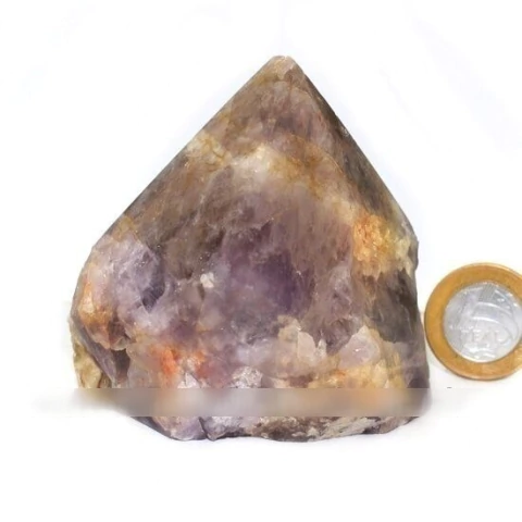 Ponta Ametista Chevron Pedra Natural Ponta Lápis Base Serrada 134197
