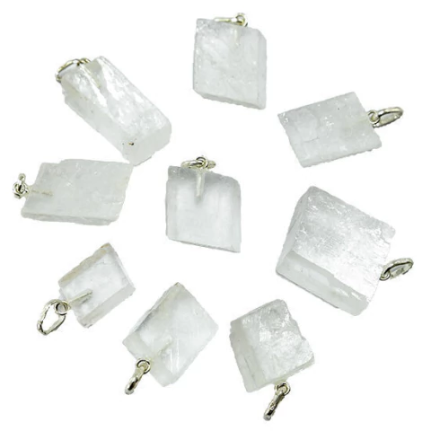 10 Pingente Prateado Calcita Ótica Bruto Pedra ano 2023