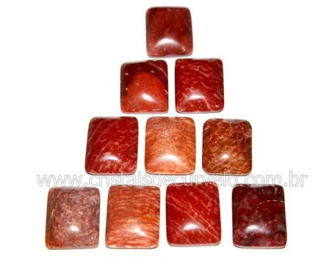 10 Retangulo Cabochao pra Pingente Pedra Quartzo Vermelho Furado Calibrado 15 x 20 MM