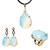 Conjunto Anel Brinco e Pingente Pedra Da Lua Opalina Dourado