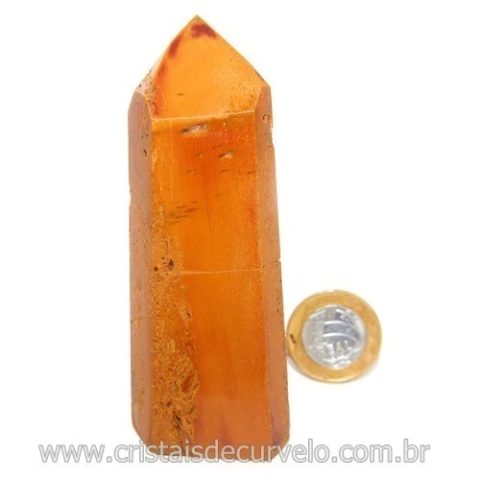 Ponta Jaspe Amarelo Natural Gerador Sextavado Cod 119316