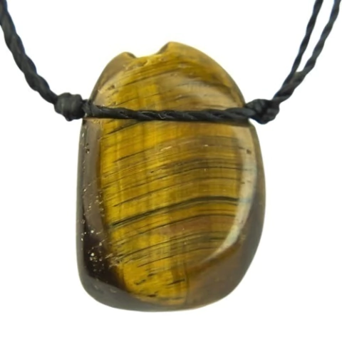 Colar Pedra Rolada Olho De Tigre Difusor Aromaterapia