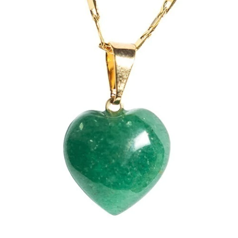 Colar Mini Coração Quartzo Verde Pedra Natural Dourado