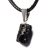 Colar Mini Canudo de Turmalina Preta Pedra Natural Prateado - comprar online