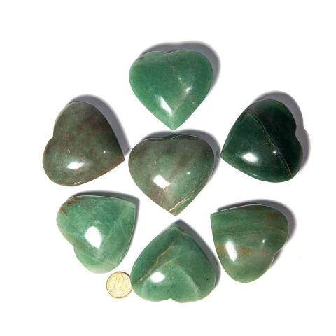 20 Coração Pedra Quartzo Verde Natural 4.7 a 6.5cm Atacado