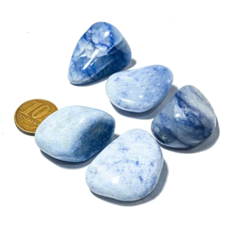 05 Quartzo Azul Rolado Natural Pedra G 30 a 45mm Tipo A