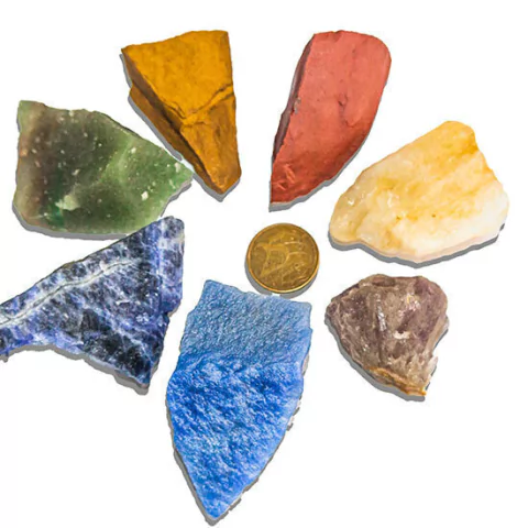 Kit 7 Chakras Pedra Bruto Natural Pequeno 25 mm