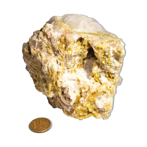 Drusa Mica Amarela Pedra Bruto Natural 960g 13cm Tipo B