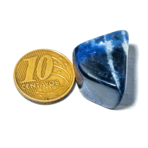 Colecione 01 Sodalita Azul Rolado G 30 a 45mm Classe B - Pedra da Intuição e Foco