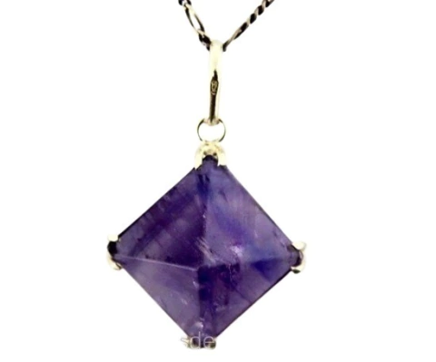 03 Pingente Pirâmide Ametista Natural Montagem Garra Prata 950 Atacado