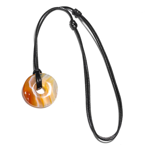 Colar Pedra Pi Pedra Agata Cornalina Cordão Ajustável