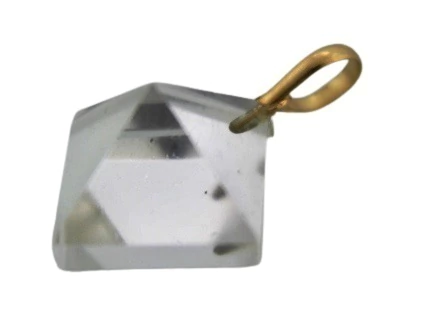 Pingente Pirâmide Cristal Extra Lapidação Facetado Ouro 18ct