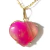 Colar Coração Agata Rosa Natural Extra Dourado - comprar online