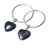 Brinco Argola Coração Pedra Sodalita Natural Prata 925