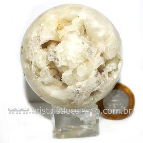 Bola Pedra Enxofre na Drusa de Geodo de Cristal Cod 132647