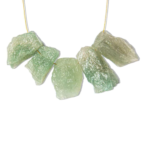 10 Cascalho Bruto Pedra Ônix Verde Natural Furo Vazado