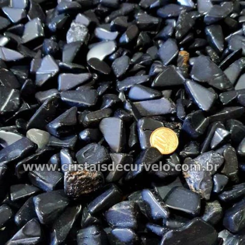 0,5 Kg Cascalho Rolado Obsidiana Negra 15 a 25mm Tipo A