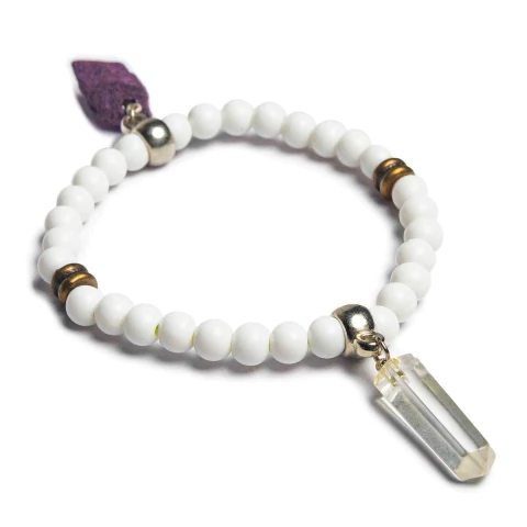 Pulseira Nlux Purpurita e Pontinha Cristal Cura Espiritual
