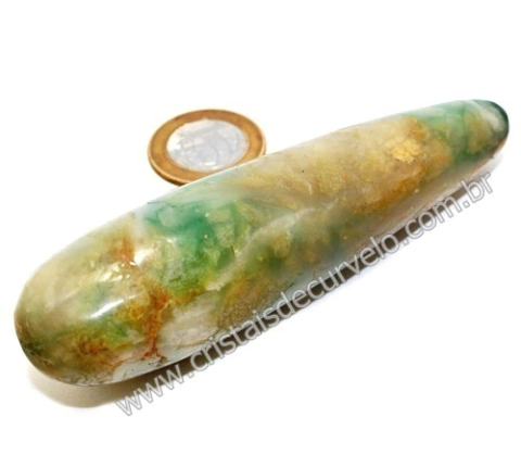 Massageador Roliço Jade Verde Pedra Terapeutica Cod 123778