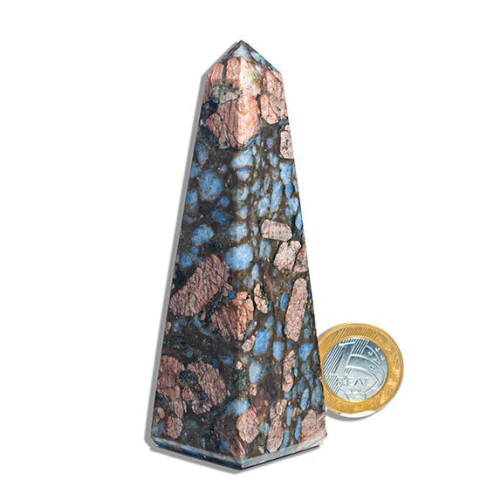 Obelisco Riolita Rosa Natural Lapidação Manual 11 a 12cm