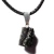 Colar Mini Canudo de Turmalina Preta Pedra Natural Prateado