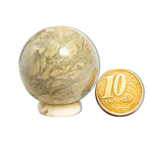 01 Esfera Jade Verde Lapidado 30 a 50g Aprox 3cm Tipo C